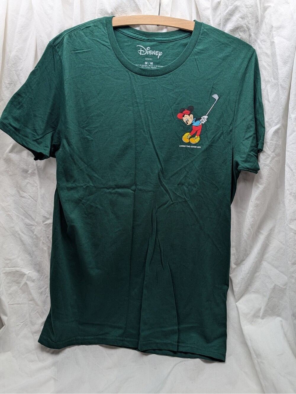 MENS DISNEY MICKEY MOUSE GOLF GREEN T-SHIRT SIZE medium